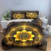 Golden Mandala Meditation Set Decor Bedding Set with 1 Duvet Cover 2 Pillowcases Single Double King Queen, Gift