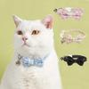 Cute Adjustable Cat Collars Removable Bowtie Plaid Pattern Puppy Collar with Bell Breakaway Collar for Kittens and Puppy