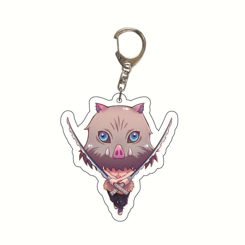 Acrylic Anime Keychain Kamado Tanjiro Nezuko Agatsuma Zenitsu Student Bag Charm Pendant Cosplay Accessories Gift