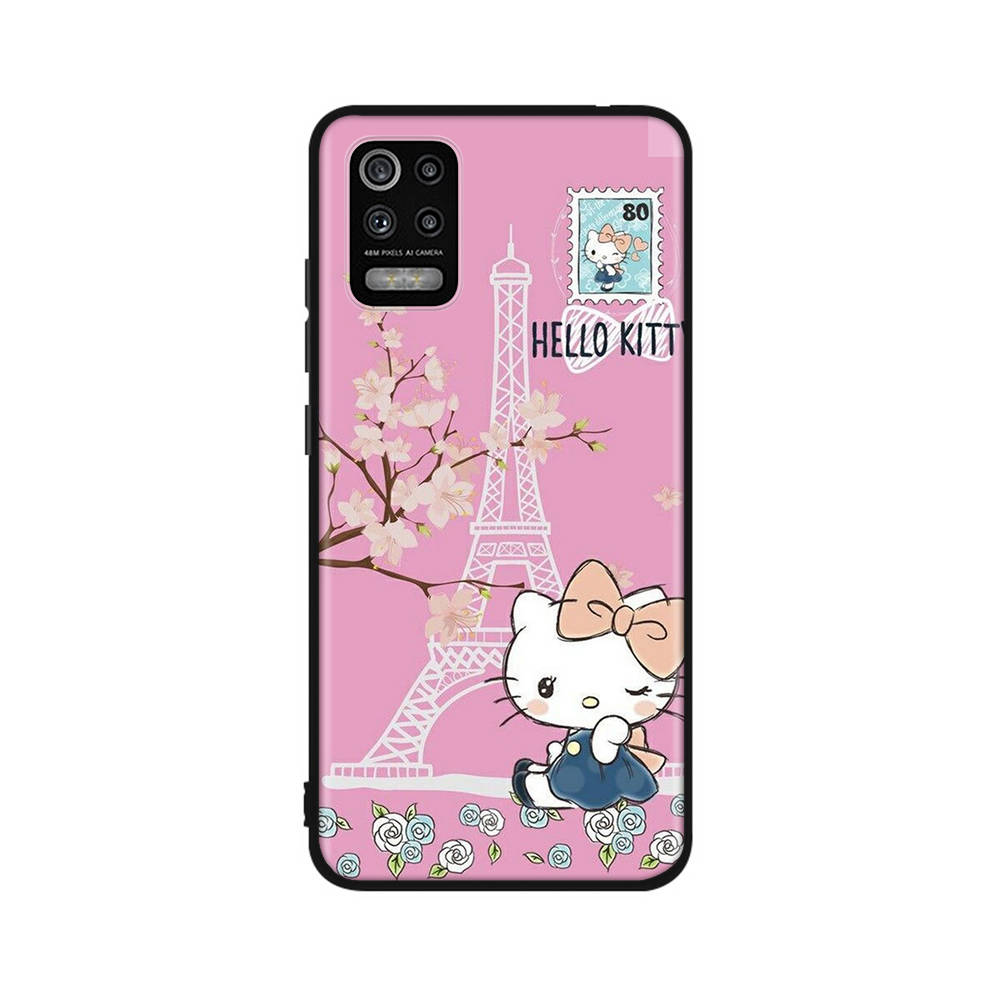 KT67 Hello Kitty Cartoon Case for iPhone 16 15 Plus 14 13 12 11 Pro 8 7 6S 6 SE 5S X XR XS Max Realme C30 C33 C31 9I Huawei P30 Black Sofe Cover