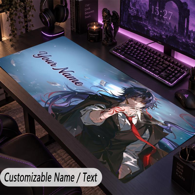 Custom Text Big Mousepad, Extended Desk Pad For Laptop Work GameHonkai Star Rail