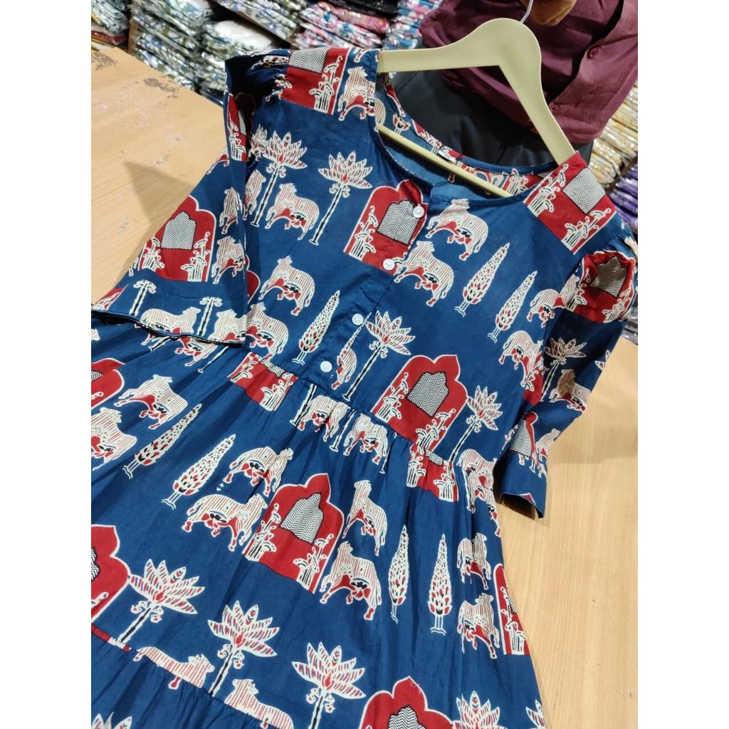 Femmes Créateur Coton Anarkali Kurta Robe Indien Vêtement de Fête Haut Tunique Kurti VSO-1742 c