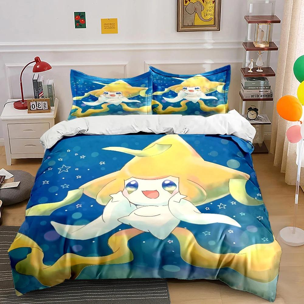 HD Printed Jirachi Quilt Cover With Pillowcase, Cartoon Character Bedding Set 3D Printed Cute Kids Room Decoration Kit Gifts