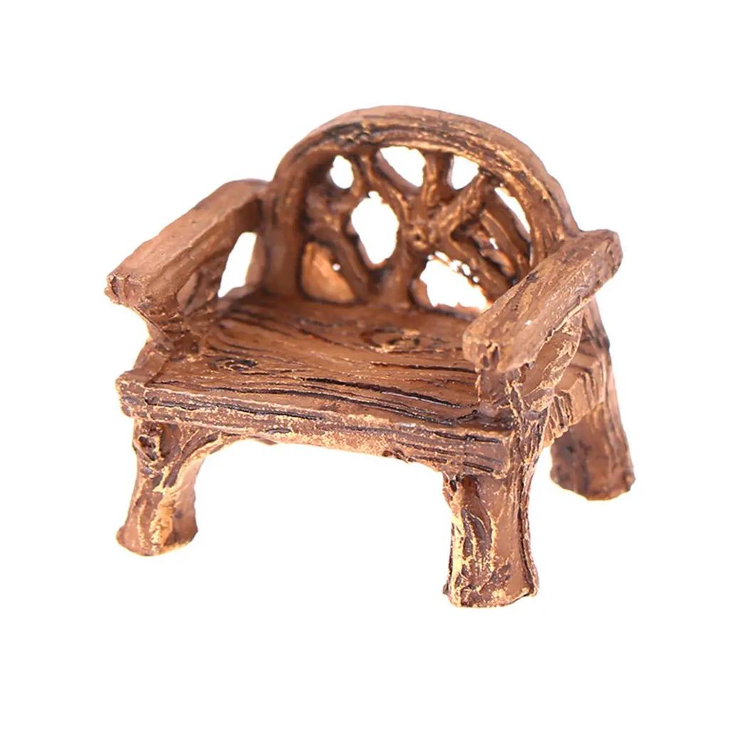 Dollhouse Decor Resin Mini Fairy Garden Furniture Figurines Lawn Chairs Set Bench Miniature Park Seat Ornaments