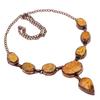 Tiger's Eye Copper Electroformed  Necklace Adjustable, Chain Necklace Handmade Gemstone, Gift For Mom Antique Jewelry