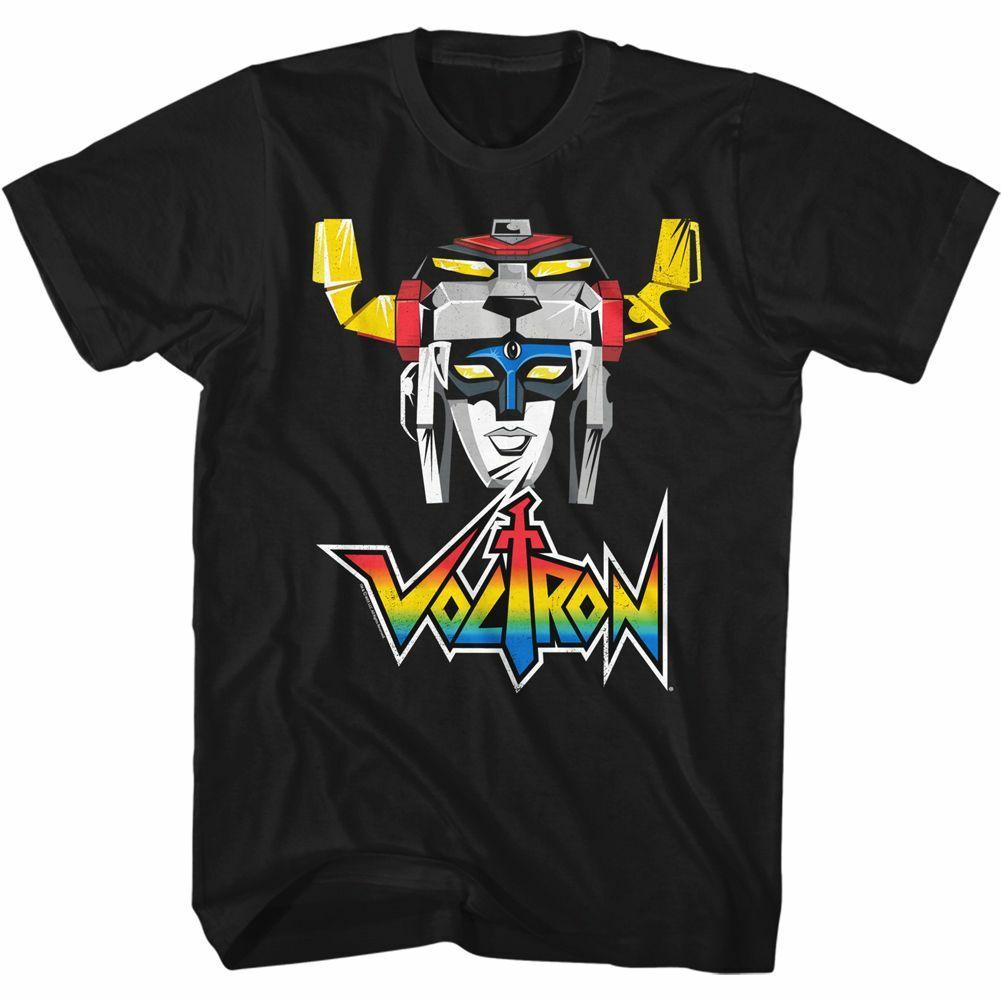 Voltron Voltron Head Black Adult T-Shirt XXL