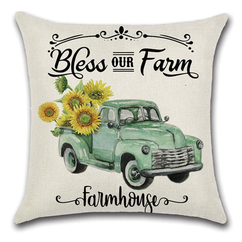 Pillow Farm Sunflower Pillow Cover Happy Summer Thanksgiving Car Waist Support Cushion Home Pillow Cover