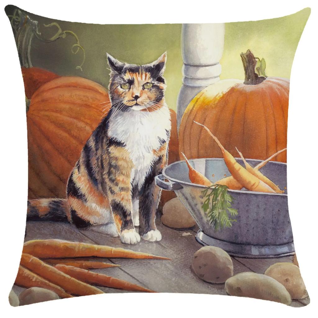 Cute Kitten Pillowcase Funny Cat Painting Throw for Bed Sofa Living Room