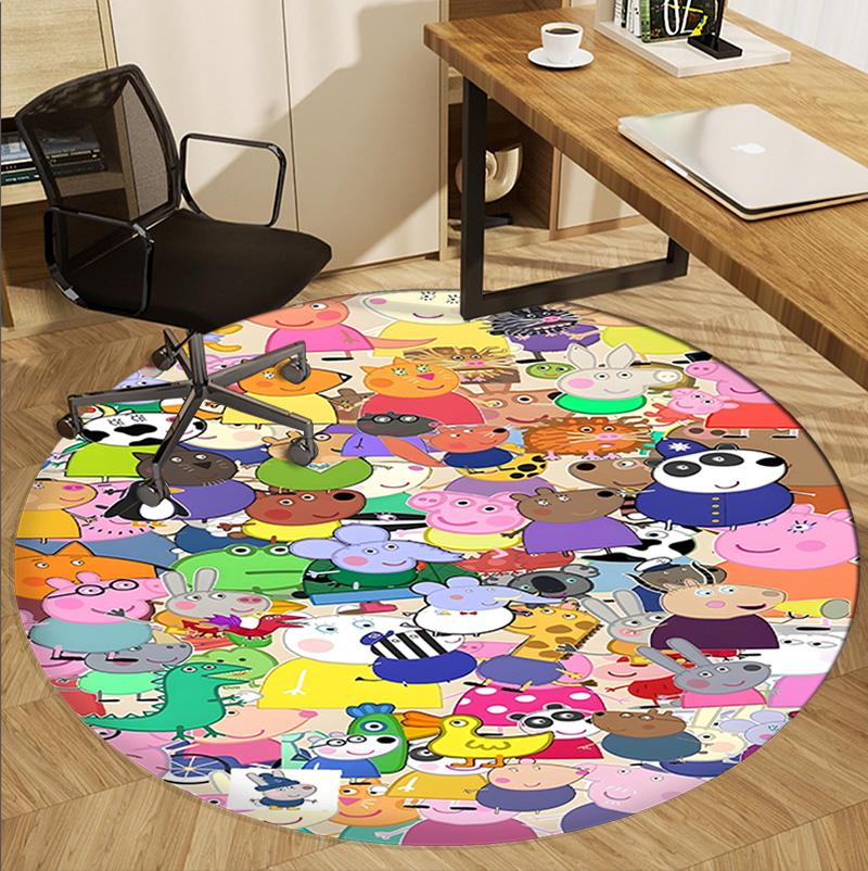 Cartoon Animation Pattern Round Rug, Indoor/Outdoor Mat, for Picnic, Gameroom, Bedroom, Office, Living Room, Home Decor Carpet, Birthday Gift