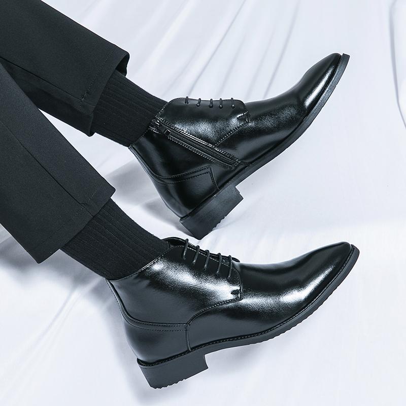 Herren Motorradstiefel Kleider Halbstiefel Leder Stiefeletten Smoking Hochzeit Blazer Reitschuhe Übergröße