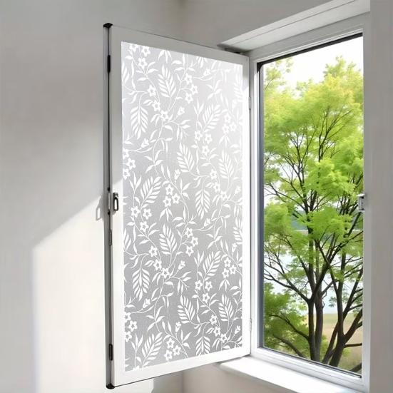 Frosted Window Privacy Film Heat Window Cling Anti-Glare UV Blocking Static Door Covering Decals for Bathroom