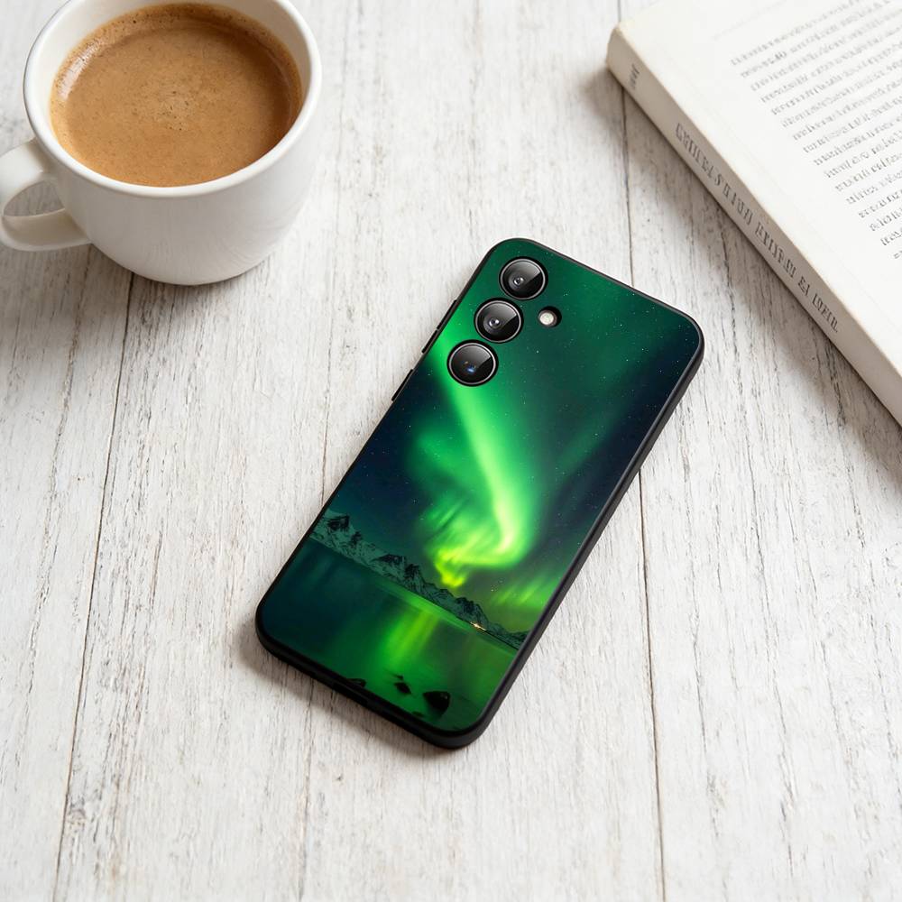 Northern Lights  Phone Case Black Silicone Soft For Samsung Galaxy A73,A72,A71,A70,A53,A52,A51