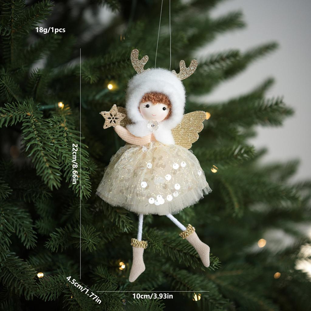 Sitting Elf Doll Angel Pendant Cute Little Girl Christmas Tree Ornaments Hanging Decorations Kids Children Day Gift