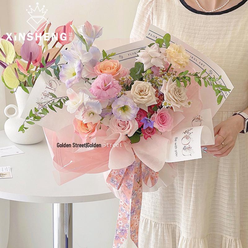 Solid Color Glassine Waterproof Floral Wrap for DIY Bouquets