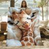 1pc Animal Flannel Blanket (Giraffe/Penguin/White Cat) - 4-Season, Fits Sofa/Travel/Camping, Fun Design, Ideal Holiday Gift