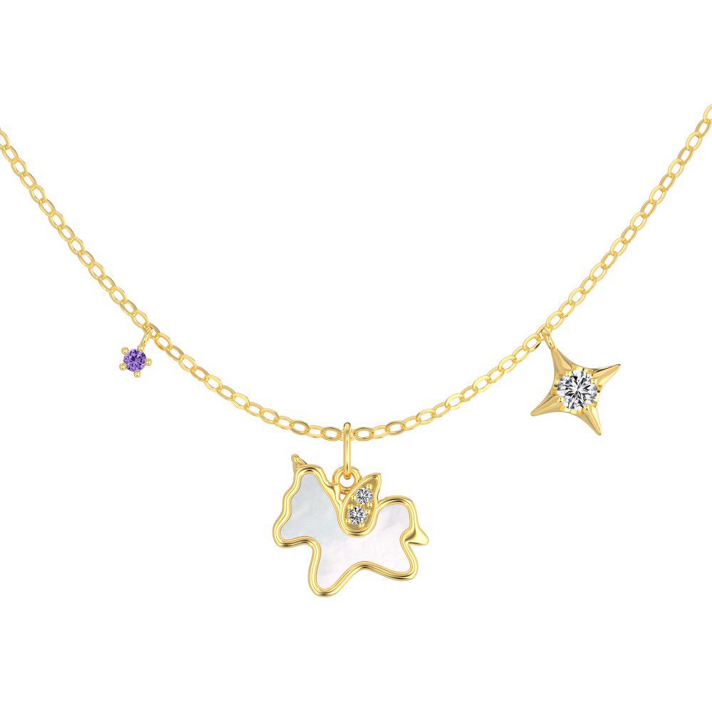 

S925 Sterling Silver Horse Necklace - Exquisite Mother-of-Pearl Clavicle Chain, New Year Gift for Women S925 Silver