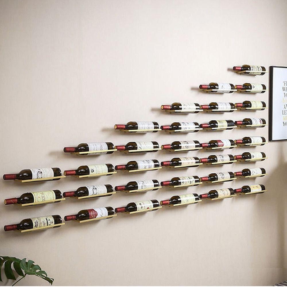 Svart/Guld Vinflaska Hållare Väggmonterad Vin Display Hylla Vinhylla Champagne Förvaring Display