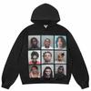 Rapper "Prisoner Collection" Distressed Terry Hoodie with Nine-Grid BIG FACE Portrait, Washable and Direct-to-Garment.