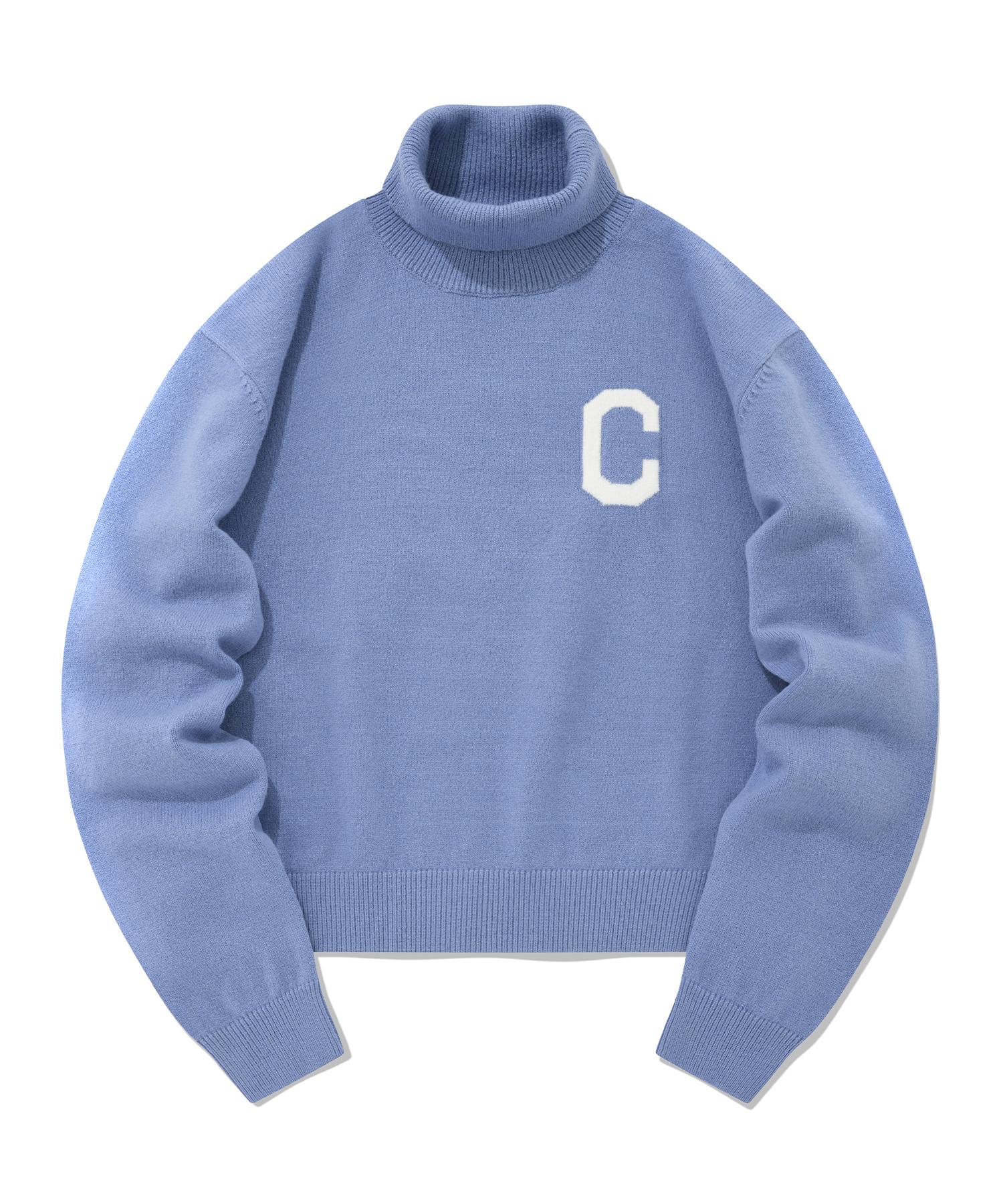 Covernat Woman Crop C Logo Turtleneck Knit Blue Blue/Wm