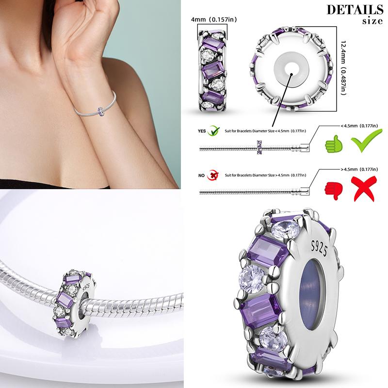 925 Silver Star Moon Bracelet Ocean Safety Chain with Colored Zircon Beads DIY Fine Jewelry for Women