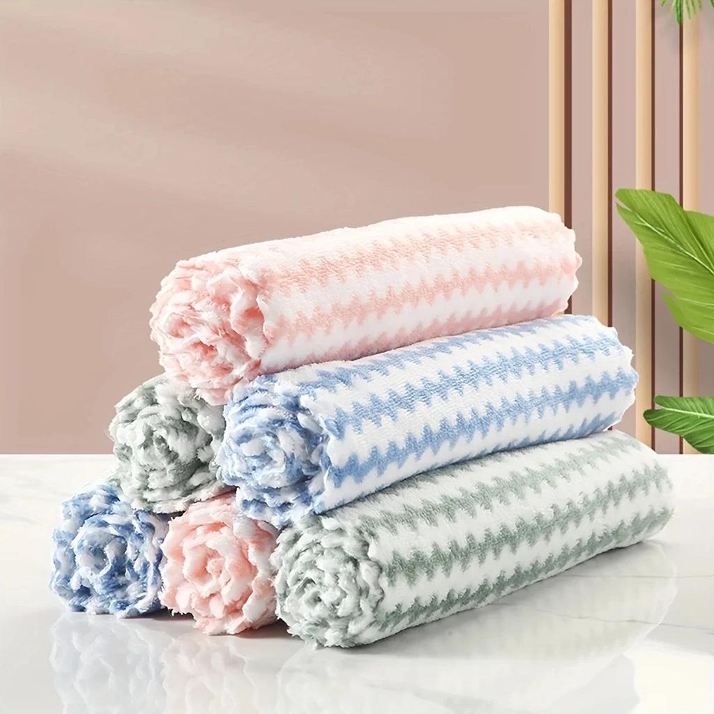 10Pcs Coral Fleece Microfiber Dish Towels, Soft Absorbent Dish Cloths, Machine Washable Reusable For Kitchen, Bathroom,