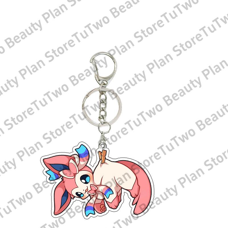 Creative Classics Eevee Anime Acrylic Keychain Pendant Decor Cartoon Umbreon Eevee Espeon Glaceon Jolteon Bag Key Ring Charm