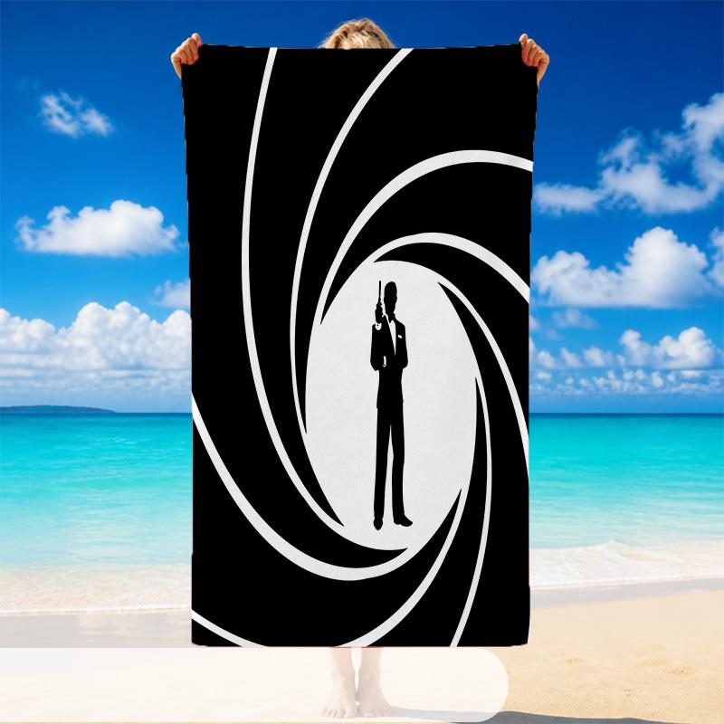 Quick Dry Beach Towel James Bond 007 Pattern, Lightweight Absorbent Towel for Pool Beach Vacation Use