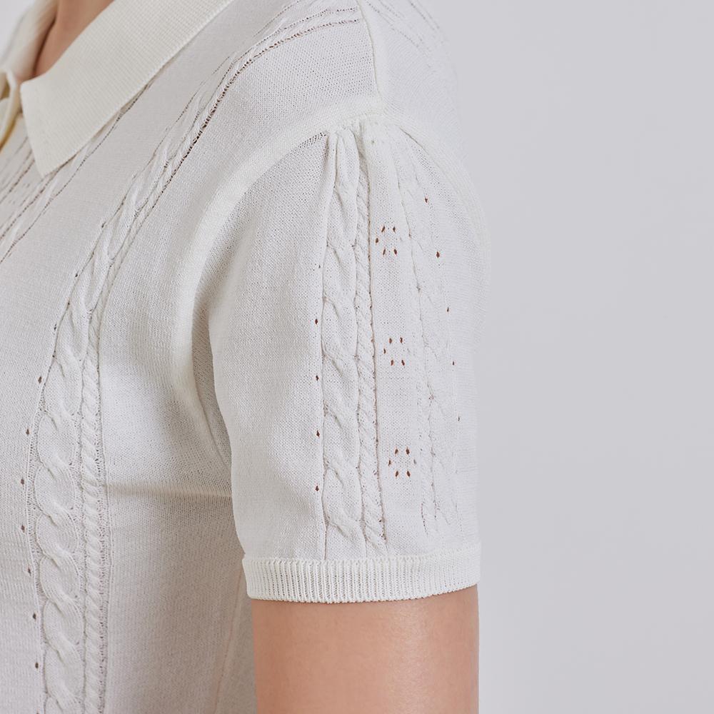 J.JANE Summer Scallop Polo Knit (White)