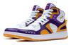 Li Ning Leather Cushioning Rebound Mid top Performance Basketball Shoes Men's White Purple Orange ABCS063-2