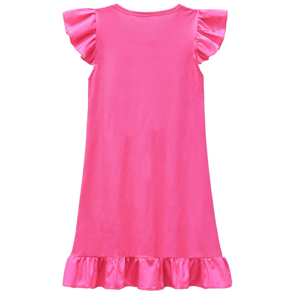 Girls Flutter Sleeve Ruffle Nightgown K-POP Huntress Girls Print Mid-Length Cotton Sleepwear for Kids Ages 6-12
