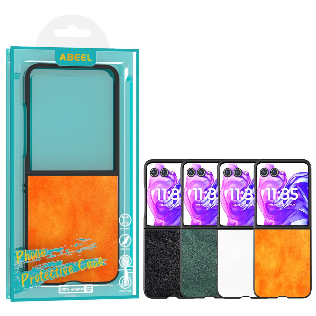 ABEEL For Motorola Razr 50 Ultra 5G Case Litchi Texture PU Leather+PC Phone Cover