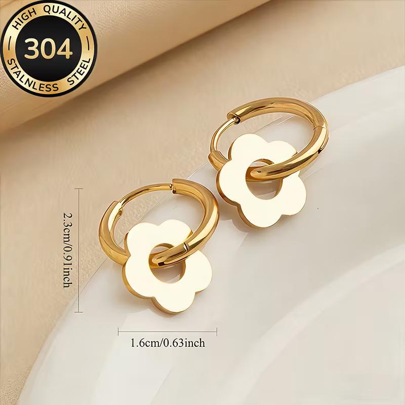 European Stainless Steel Petal Earrings - Fashionable Summer Trend Circle Design for Women