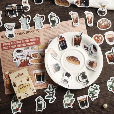 46pcs Coffee Lover Stickers Box Set Mini Adhesive Note Decoration for Diary Album Home School