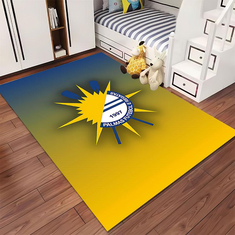 Yellow-Blue Palmas Logo Carpet suitable as a non-slip mat for the living room or bedroom sofa
