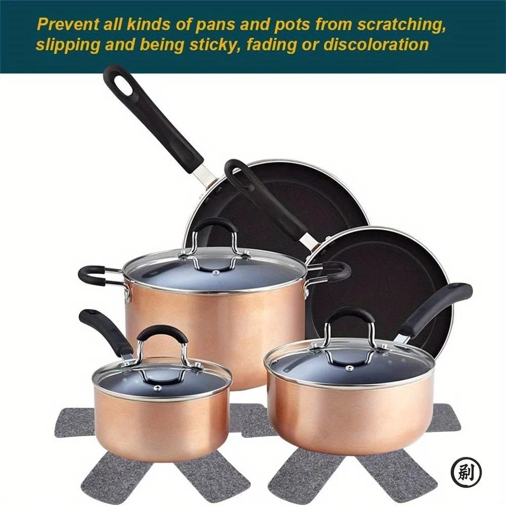 6 Pcs Pot and Pan Protectors Non-woven Pot Dividers Pad 3 Sizes Pans Separator Pads for Protecting Separators Pads Cookware