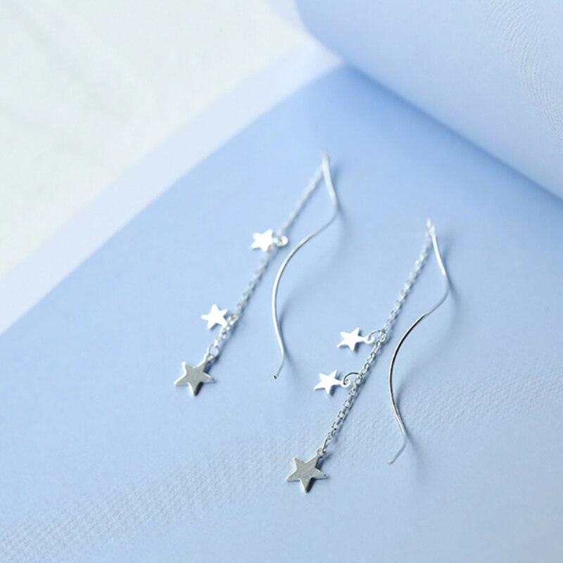 925 Sterling Silver Star Long Tassel Earrings Wave Chain Earring For Women Fashion Jewelry Gifts Wholesale S-E950