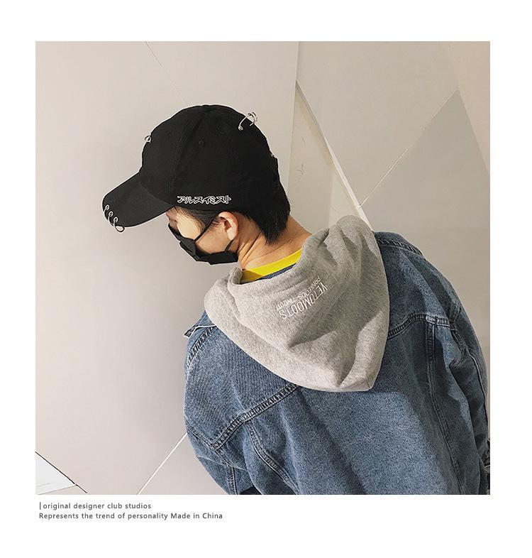 Herr Höst Oversize Harajuku Jeansjacka med Huva - Trendig Koreansk Stil