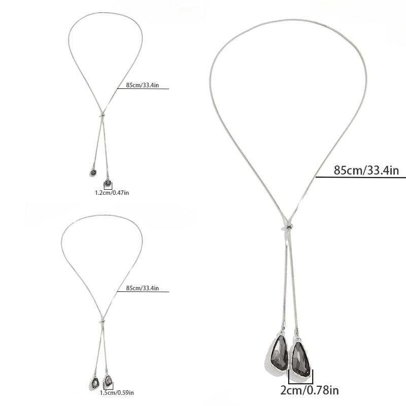 Irregular Acrylic  Sweater Chain Necklace For Women  Long Black  Pendant Necklaces Jewelry Gift