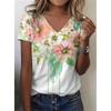 Summer New Women's T-shirt 3D Simple Printing V-neck Short Sleeve Shirt Fashion Plus Size T-shirt Clothing Y2k Women's T-shirt