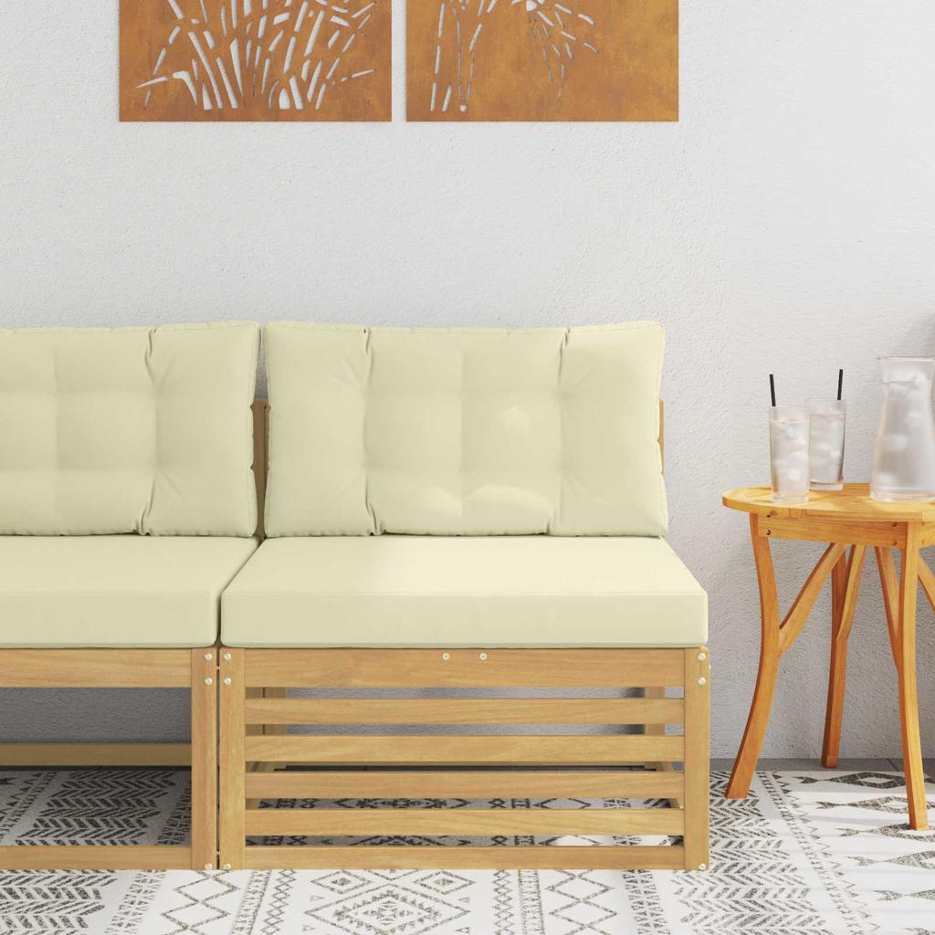 Outdoor Center Sofa Solid Acacia Wood White 83 x 79 x 73 cm