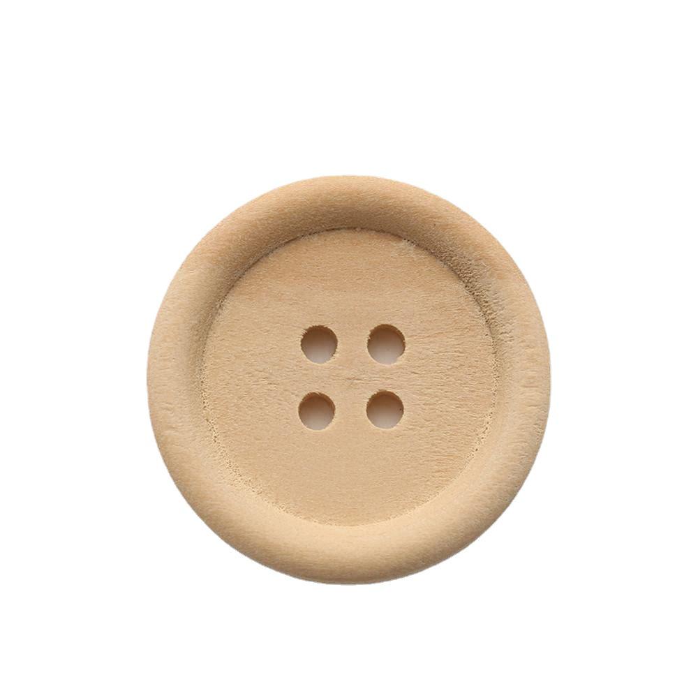 Natural Solid Wood Four-Hole Buttons for Children's Clothing - 15MM Handmade Accessories