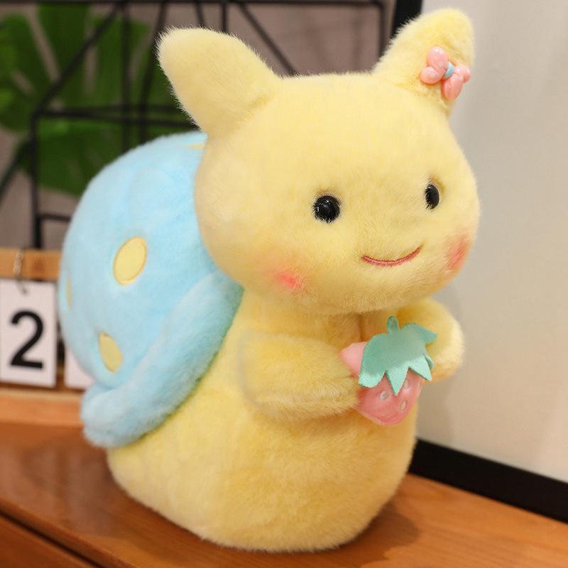 

Cute strawberry snail doll plush toy little snail doll children soothe rag doll girl birthday gift 22cm синій