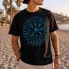 Unisexs Viking Vegvisir Compass T Shirt Norse Rune Circle Nordic Symbol Casual Cotton Vintage Streetwear Homme