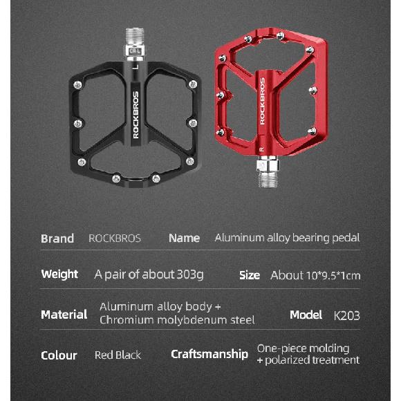 ROCKBROS MTB Road Bicycle Pedals Aluminum Alloy Bike PedalsAnti-slip Ultralight Sealed Bearing One-piece Mountain Bike Pedal
