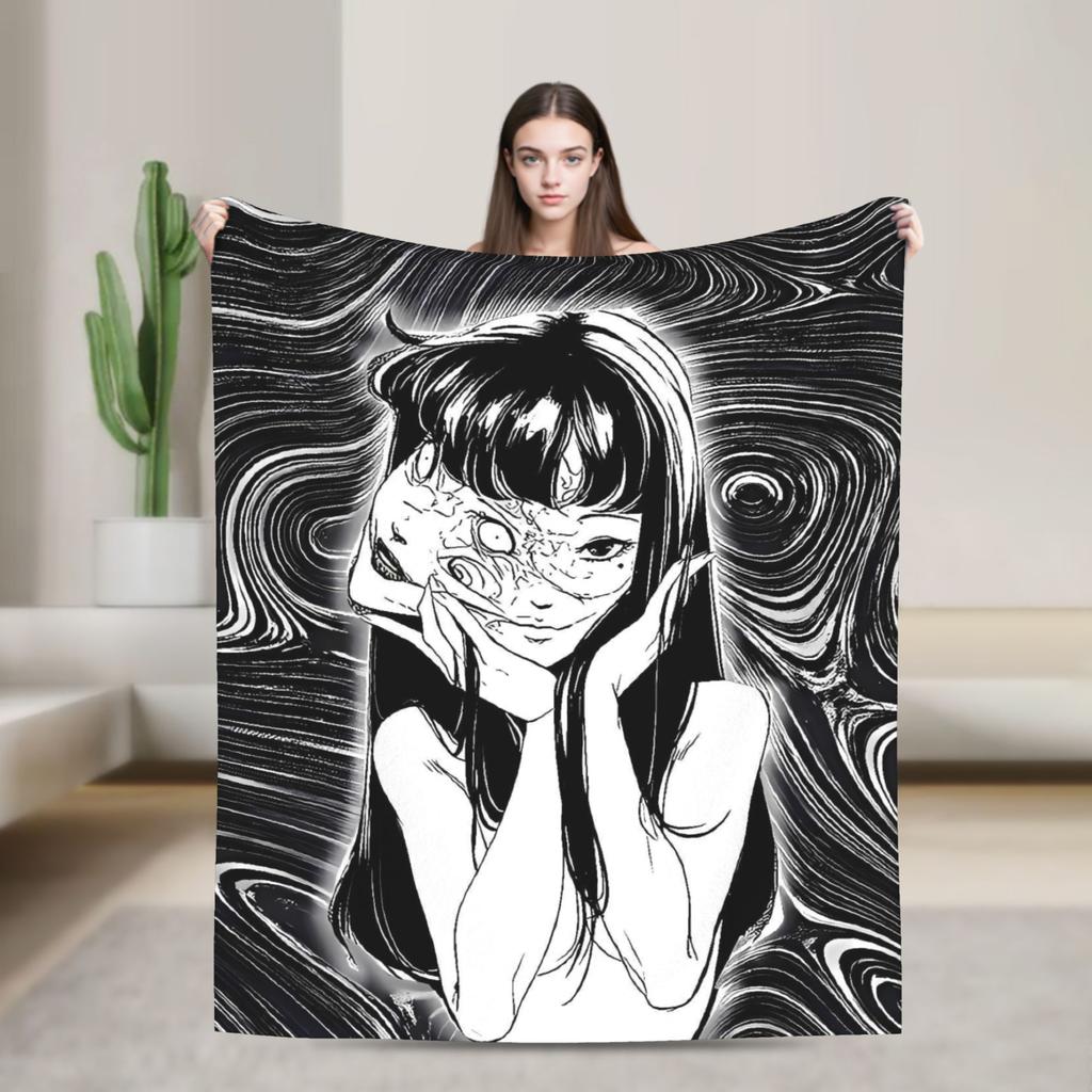 Tomie Junji Ito Blanket  Soft Fashion Plush Throw Blanket For Couch Chair Sofa Bed Travel Flannel Bedspread Bed Cover