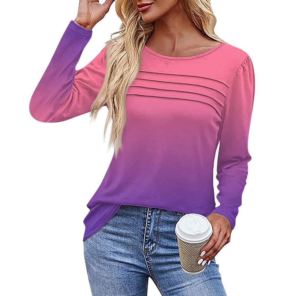 Damen T-Shirt mit Aufdruck, langärmelig, für den Alltag, Wochenende, modisch, Basic, Rundhalsausschnitt, normales Oberteil