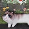 Cotton Cat Printed Throw Pillow Soft and Comfortable Toy Cushion with 3D Eyes Present for Girlfriend Home Decor
