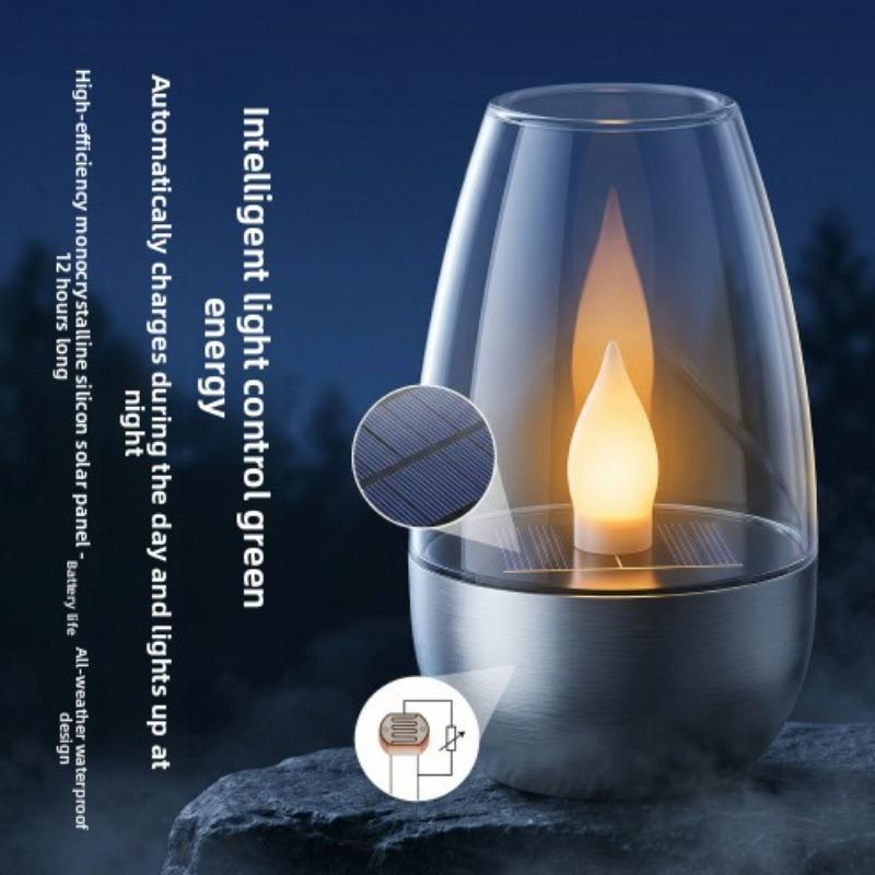 New Solar Outdoor Waterproof Stainless Steel Wine Glass Lamp, Garden Table Lamp, Villa Garden Landscape Camping Lamp