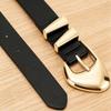 Womens Trendy Leather Belt With Zinc Alloy Pin Buckle And Stylish Fan Pattern For Daily Use