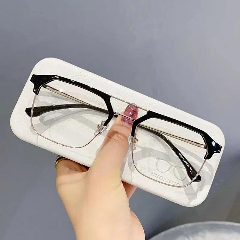 Luxury Square Frame Myopia Glasses Office Women Men Anti-blue Light Near Sight Eyeglasses Unisex Goggles Diopters 0 To -6.0